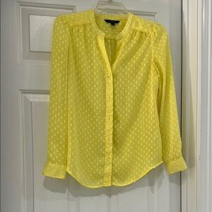 Banana Republic Sheer Yellow Button-Up Blouse
